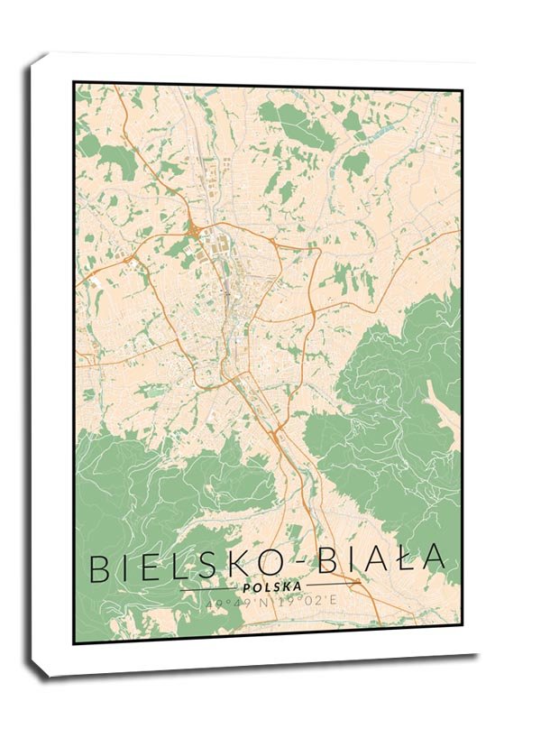 Bielsko Biała Mapa Kolorowa - Obraz Na Płótnie 60x80 Cm - Galeria ...