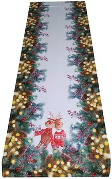 Bieżnik Bożonarodzeniowy, 40X180, Święta, Zielony Z Nadrukiem W Renifery, Os-299-A - Dekorart