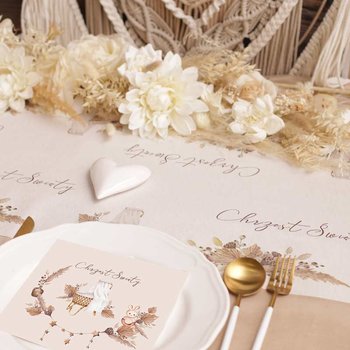 BIEŻNIK obrus na stół na Chrzest Św. Boho 40cm x 5m - SwistakPakuje.pl