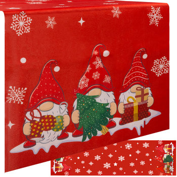 Bieżnik Świąteczny na Stół Obrus Święta 150x40 cm Skrzaty Krasnal Czerwony RUHHY - Inny producent