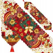 Bieżnik Świąteczny na Stół Obrus Święta Czerwony Wigilijny Dekoracja Ozdoba