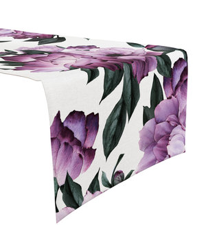 Bieżnik z nadrukiem, 40x180, fioletowy w kwiaty, OM01-5 - Mariall Design