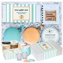 Big Box Tea gift set - zestaw prezentowy, herbaty sypane, świeca sojowa, kubki z zaparzaczem i pokrywką na prezent upominek dla faceta taty mamy męża chłopak mężczyzny kobiety dziadka dziewczyny babc