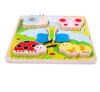 Bigjigs Toys Drewniane puzzle sensoryczne dla dziecka Robaczki - Bigjigs