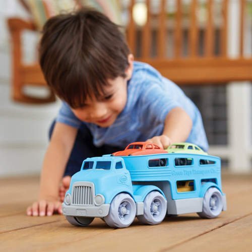 Bigjigs Toys, Green Toys, auto laweta z samochodzikami