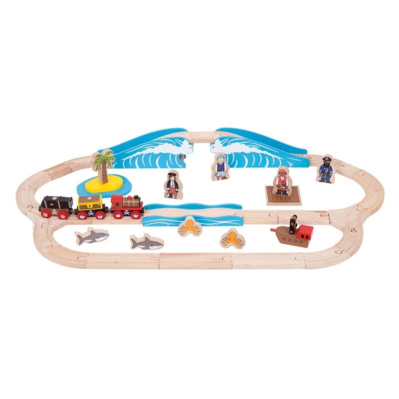 Bigjigs Toys, kolejka drewniana Piraci