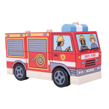 Bigjigs Toys, pojazd z klocków Straż pożarna - Bigjigs