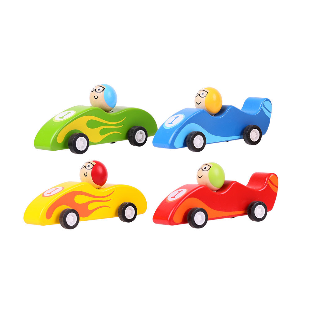 Bigjigs Toys, wyścigówka do naciągania, Czerwona