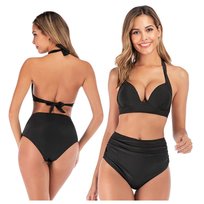 Bikini komplet strój kąpielowy czarny wysoki stan usztywniany L Sapphire