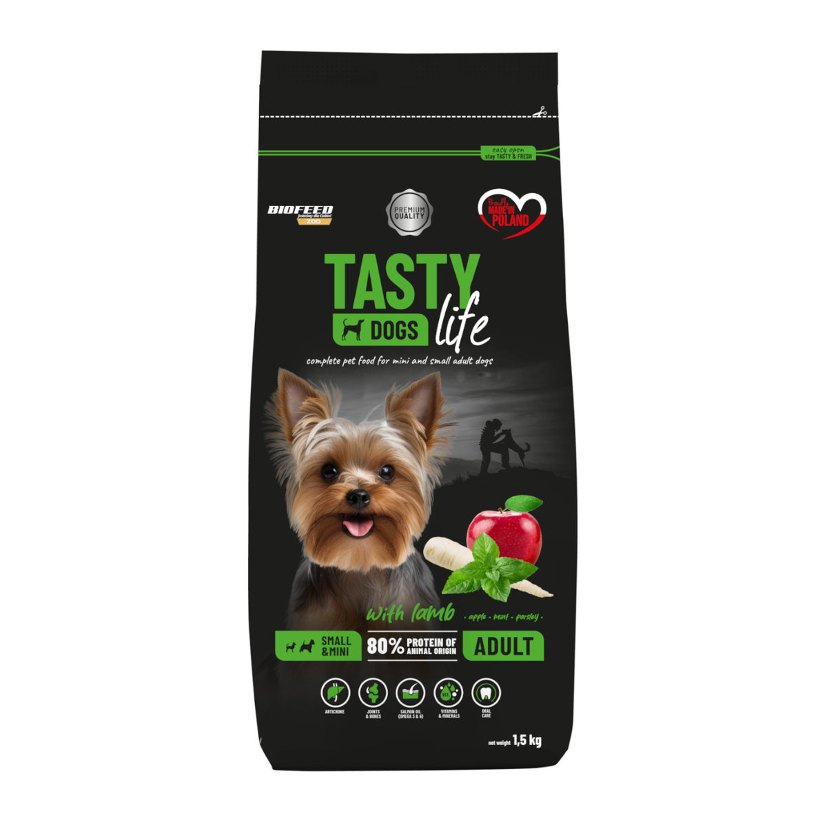 Tasky Mini Dog Biofeed Tasty Dogs Life z Jagnięciną dla dorosłych Psów Małych Ras 1 ...