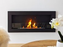 Biokominek 900x400 SLIM Czarny strukturalny z szybą 90x40x12cm