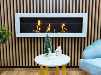 Biokominek Wiszący 1200X400 Biały Połysk Z Szybą