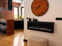 Biokominek Wiszący Z Szybą 1200X400 Box Czarny Strukturalny Mat