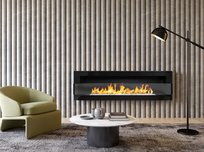 Biokominek wiszący z szybą 1200x400 czarny połysk