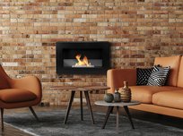 Biokominek wiszący z szybą 650x400 BOX czarny strukturalny mat