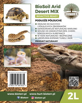 Biosoil Arid Desert Mix 2L Podłoże Do Terrarium Półsuchego Dla Agamy, Gekona, Żółwi!