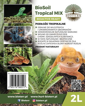 Biosoil Tropical Mix 2L Podłoże Tropikalne Do Terrarium Wilgotnego Dla Gekonów, Anolisów, Legwanów, Ptaszników I Innych