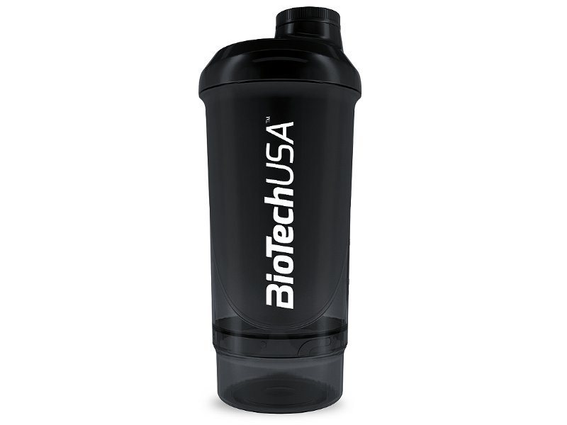 Zdjęcia - Shaker sportowy BioTech , Shaker Wave+ Compact, czarno-biały, 500ml  (+150ml)