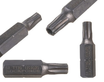 Bit końcówka głowica do wkrętarki klucza TORX T25Hx1/4" L-25mm z otworem ROCKFORCE - Rockforce