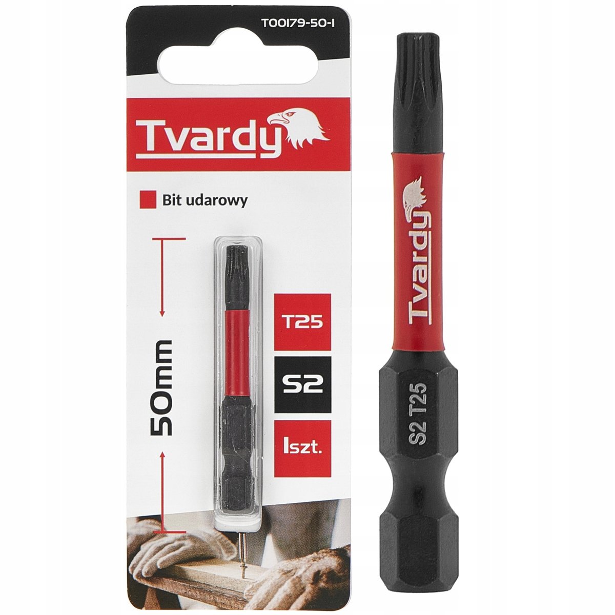 BIT UDAROWY T25 50mm S2 twardy hartowany KOŃCÓWKA DO WIERTARKI