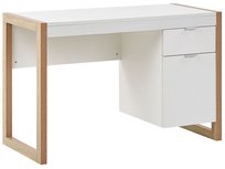 Biurko 110 x 50 cm białe z jasnym drewnem JOHNSON