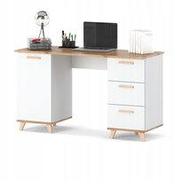 Biurko BIAŁE 3 Szuflady 138CM Meble OSLO Styl Skandynawski Uniwersalne