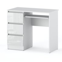 Biurko Białe Połysk 3 Szuflady 90 CM Szkolne Gamingowe Meble