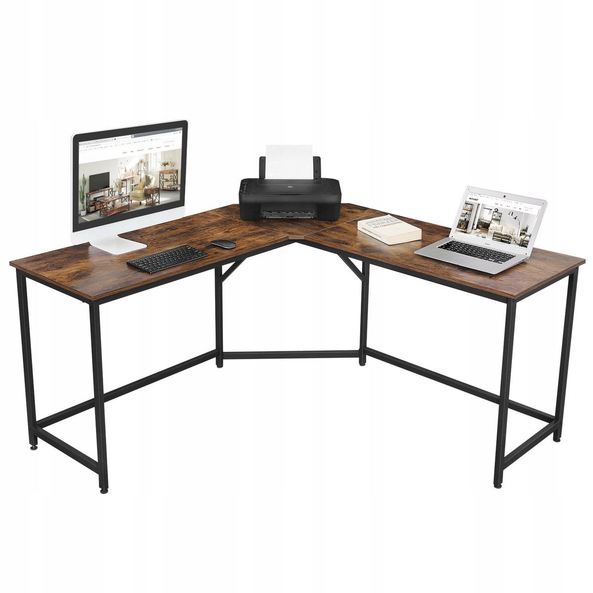 Фото - Офісний стіл Vintage Biurko ciemny brąz duże narożne Loft BEGRYF 149x149x75 