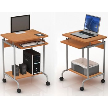 Biurko do gabinetu nowoczesne brązowe 60 cm Techly Mobilne z półką na klawiaturę - Techly