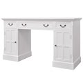 Biurko do gabinetu tradycyjne białe 140 cm vidaXL z szafką - vidaXL