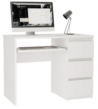 Biurko do gabinetu tradycyjne białe 90 cm EuroMeble z półką na klawiturę - EuroMeble