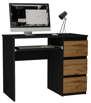 Biurko do gabinetu tradycyjne czarne 90 cm EuroMeble z półką na klawiturę - EuroMeble