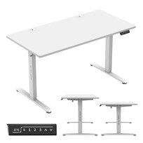 Biurko elektryczne 140 x 70 cm Mark Adler Leader 7.4 Białe, regulowana wysokość blatu, uchwyt na słuchawki, dwa wloty na przewody