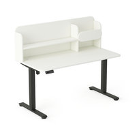 Biurko elektryczne AXIO Prostokąt 1000x650 z nadstawką stelaż czarny/blat biały rozmiar 3-4