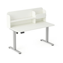 Biurko elektryczne AXIO Prostokąt 1200x650 z nadstawką stelaż szary/blat biały rozmiar 5-6