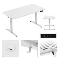 Biurko elektryczne Mark Adler Leader 7.3, z blatem o wymiarach 140x60, regulacja wysokości  72-118cm, metalowy stelaż, Biały