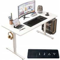 Biurko Elektryczne Regulowane 160x60cm Regulacja Wysokości Gamingowe Białe