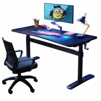 Biurko Gamingowe 100x60 cm Z Regulowaną Wysokością Komputerowe Czarne Nowoczesne