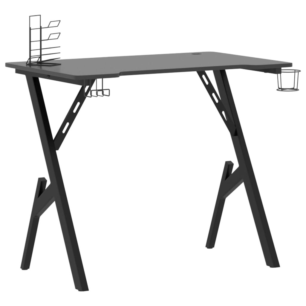 Biurko gamingowe czarne 90 cm vidaXL