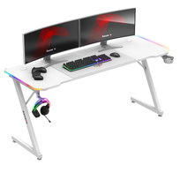 Biurko gamingowe Huzaro Hero 4.8 RGB białe z podświetleniem