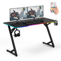 Biurko Gamingowe Komputerowe dla Gracza Młodzieży 140x70 cm RGB LED z przepustem kablowym Sense7 Volt