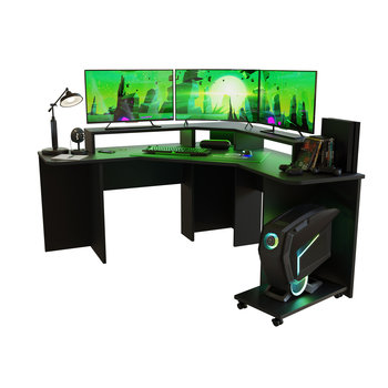 Biurko gamingowe narożne SUPERNOVA222 LED - czarne - PLAY YOUR space