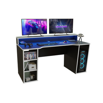 Biurko gamingowe SUPERNOVA211 LED - czarno-białe - PLAY YOUR space
