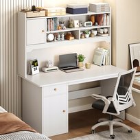 BIURKO KOMPUTEROWE BIAŁE LOFT POD LAPTOP KOMPUTER NOWOCZESNE Z 7 PÓŁKAMI SKANDYNAWSKI SOLIDNE