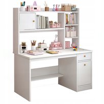 BIURKO KOMPUTEROWE BIAŁE LOFT POD LAPTOP KOMPUTER SKANDYNAWSKI Z 7 PÓŁKAMI SOLIDNE