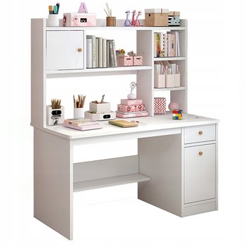 BIURKO KOMPUTEROWE BIAŁE LOFT POD LAPTOP KOMPUTER SKANDYNAWSKI Z 7 PÓŁKAMI - TimeTrade