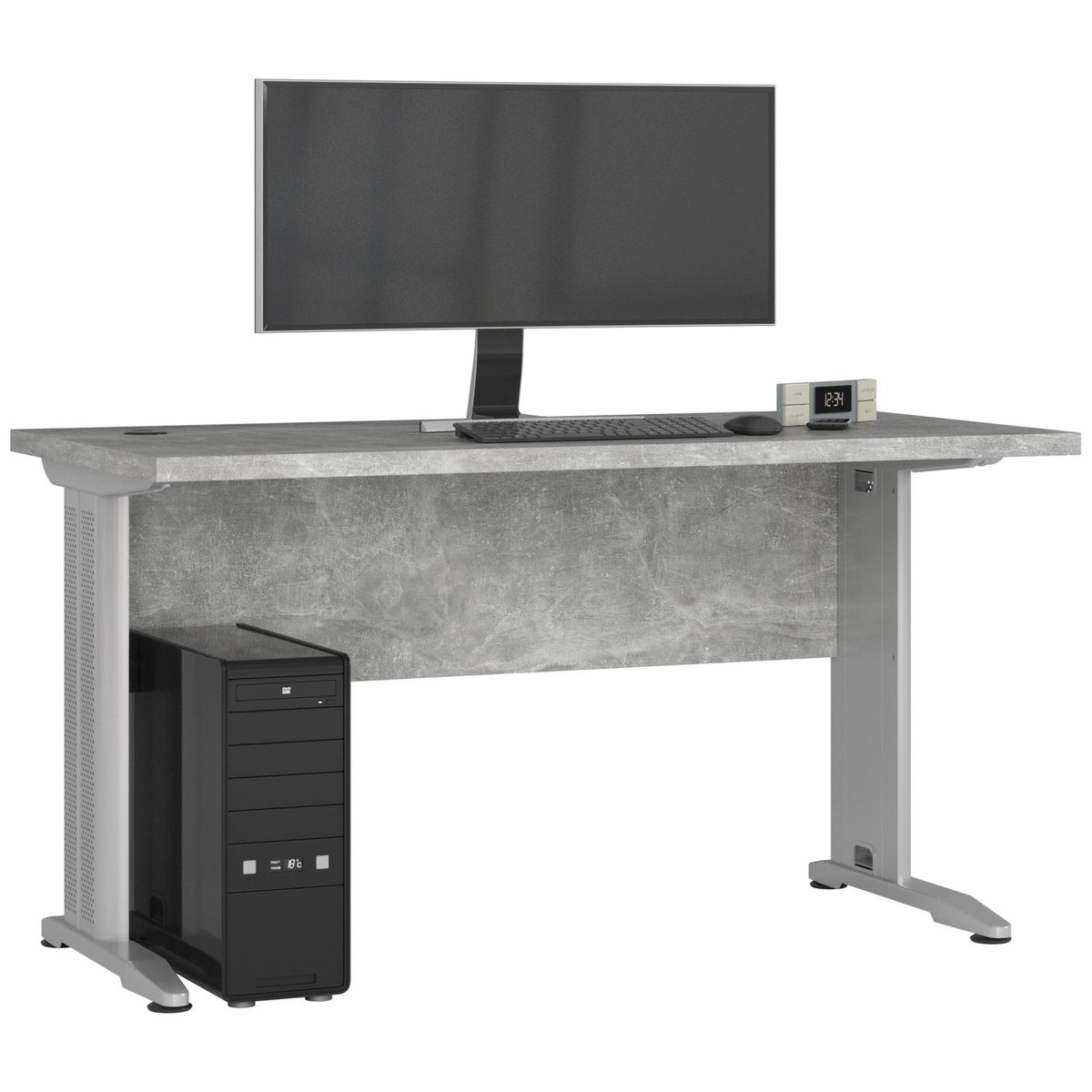 Фото - Офісний стіл Biurko komputerowe BM-135 cm z metalowymi nogami - Beton