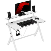 Biurko Komputerowe Huzaro Hero 1.9, 120x60 z półką, Konstrukcja stalowa, Gamingowy design, Białe