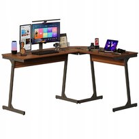Biurko komputerowe narożne nowoczesne industrialne ciemny brąz loft 148 cm