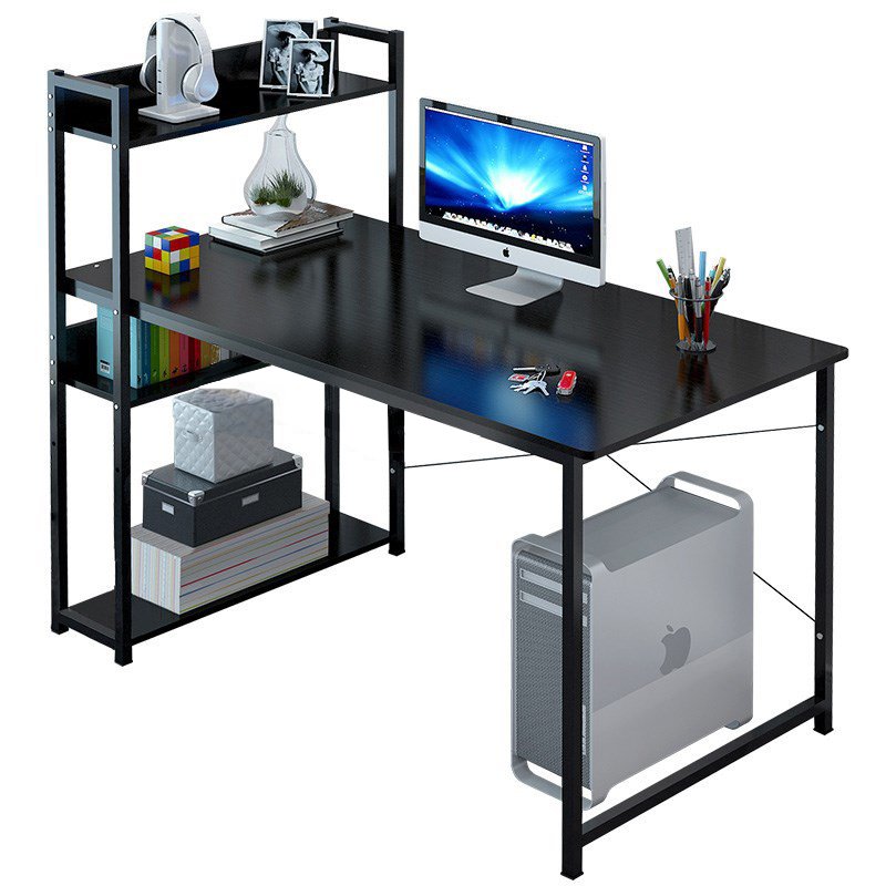 Фото - Офісний стіл Biurko Komputerowe Stolik Loft czarne Biurko Młodzieżowe Z Regałem Półkami